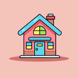 卡通阳光小房子矢量简笔画