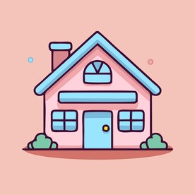 卡通阳光小房子矢量简笔画