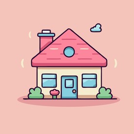 卡通阳光小房子矢量简笔画