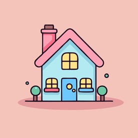 卡通阳光小房子矢量简笔画