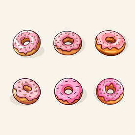 美味甜甜圈奶油矢量简笔画