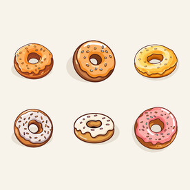 美味甜甜圈奶油矢量简笔画