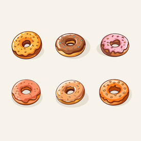 美味甜甜圈奶油矢量简笔画