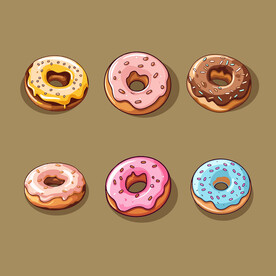 美味甜甜圈奶油矢量简笔画