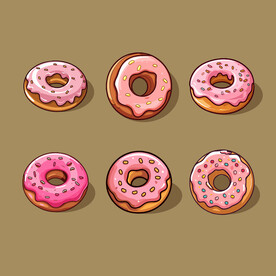 美味甜甜圈奶油矢量简笔画