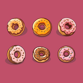 美味甜甜圈奶油矢量简笔画