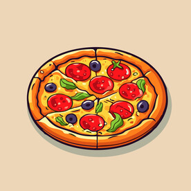 西式快餐美味披萨饼矢量简笔画