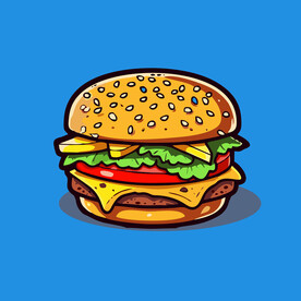 西式快餐美味汉堡矢量简笔画