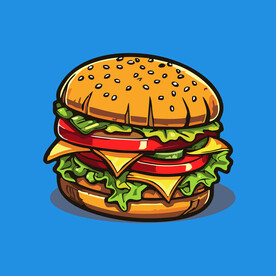 西式快餐美味汉堡矢量简笔画