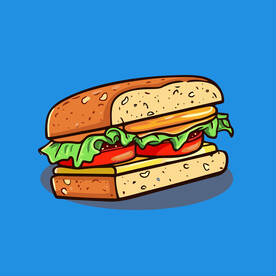 西式快餐美味汉堡矢量简笔画