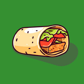 西式快餐美味烤肉卷矢量简笔画