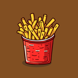 西式快餐美味薯条矢量简笔画