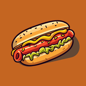 西式快餐美味热狗矢量简笔画
