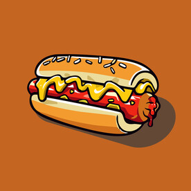 西式快餐美味热狗矢量简笔画