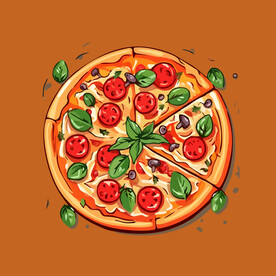 西式快餐美味披萨饼矢量简笔画