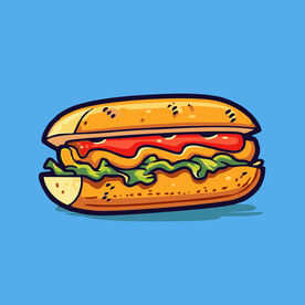 西式快餐美味热狗矢量简笔画