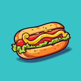 西式快餐美味热狗矢量简笔画