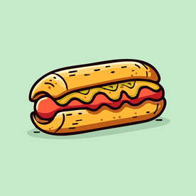 西式快餐美味热狗矢量简笔画