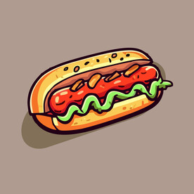 西式快餐美味热狗矢量简笔画