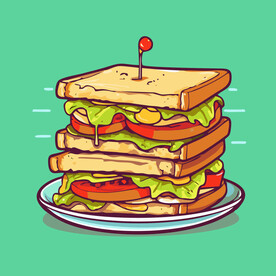 西式快餐美味汉堡矢量简笔画