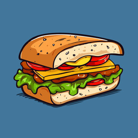 西式快餐美味汉堡矢量简笔画