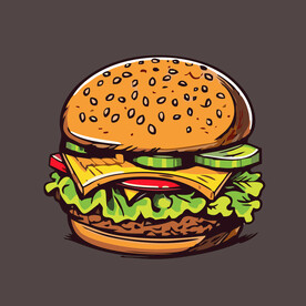 西式快餐美味汉堡矢量简笔画