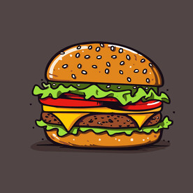 西式快餐美味汉堡矢量简笔画