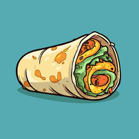 西式美味烤肉卷矢量插画