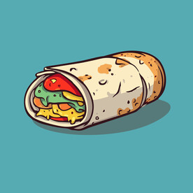 西式美味烤肉卷矢量插画