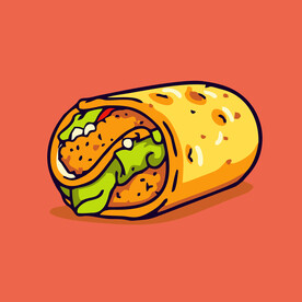 西式美味烤肉卷矢量插画