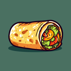 西式美味烤肉卷矢量插画