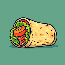 西式美味烤肉卷矢量插画