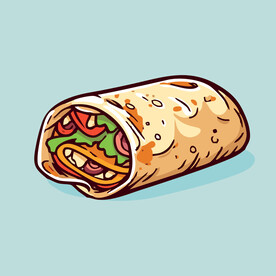 西式美味墨西哥鸡肉卷矢量插画