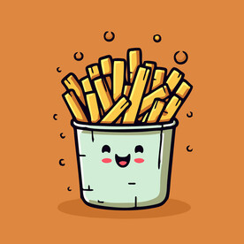 西式美味炸薯条矢量卡通简笔画