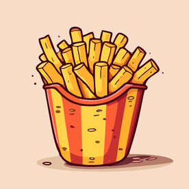 西式美味炸薯条矢量卡通简笔画