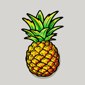 菠萝水果手绘矢量插画