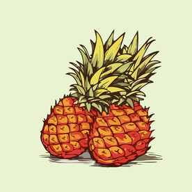 菠萝水果手绘矢量插画