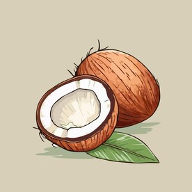椰子热带水果手绘矢量插画