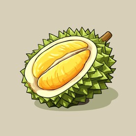 榴莲热带水果手绘矢量插画