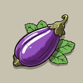 手绘茄子卡通蔬菜矢量插画