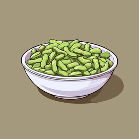 盛黄豆豆瓣白碗卡通蔬菜矢量插画