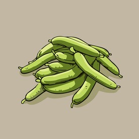 手绘绿豆角卡通蔬菜矢量插画