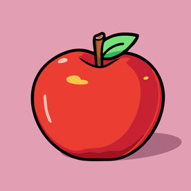 手绘苹果卡通水果矢量插画