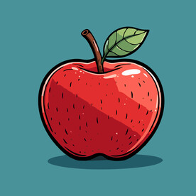 手绘苹果卡通水果矢量插画