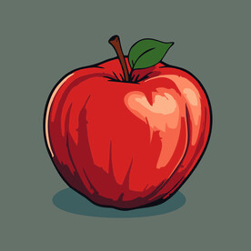 手绘苹果卡通水果矢量插画