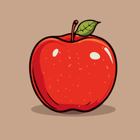 手绘苹果卡通水果矢量插画