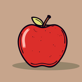 手绘苹果卡通水果矢量插画