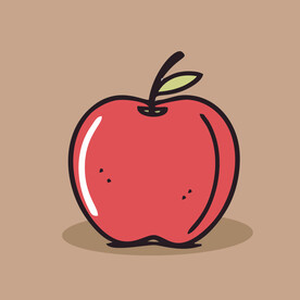 手绘苹果卡通水果矢量插画
