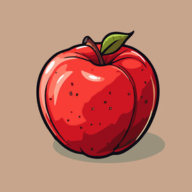 手绘苹果卡通水果矢量插画