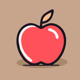 手绘苹果卡通水果矢量插画